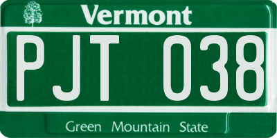 VT license plate PJT038