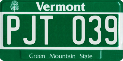 VT license plate PJT039