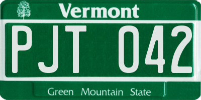 VT license plate PJT042