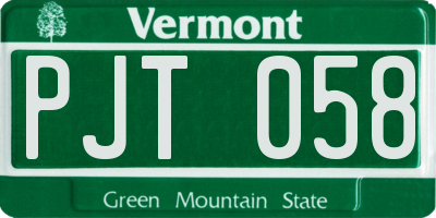 VT license plate PJT058