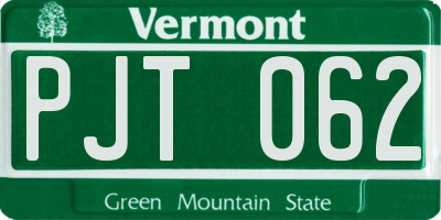 VT license plate PJT062