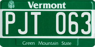 VT license plate PJT063