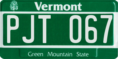 VT license plate PJT067