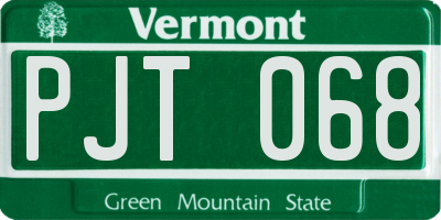 VT license plate PJT068