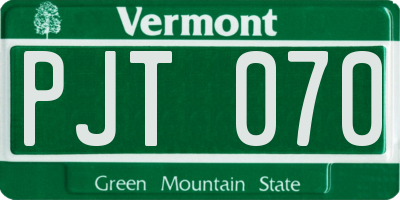 VT license plate PJT070