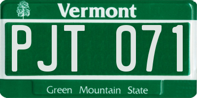 VT license plate PJT071