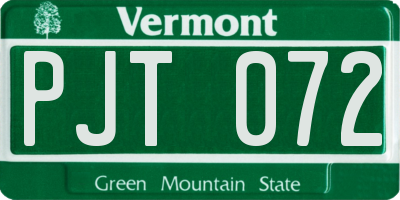 VT license plate PJT072