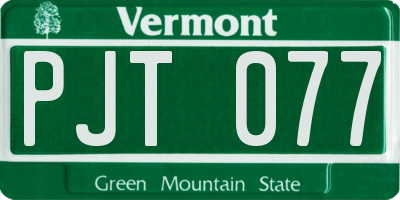 VT license plate PJT077