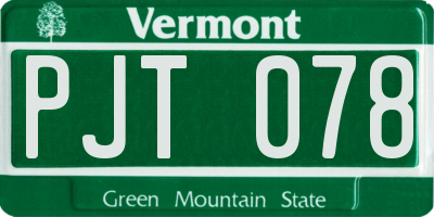 VT license plate PJT078