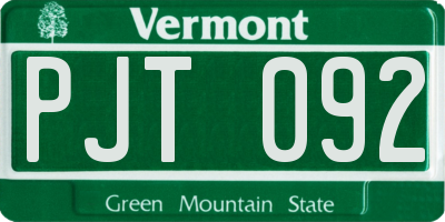 VT license plate PJT092