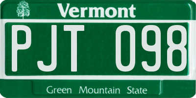 VT license plate PJT098