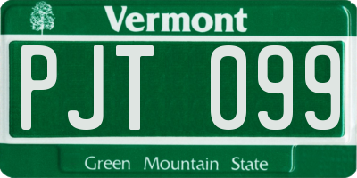 VT license plate PJT099