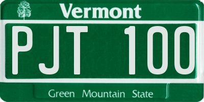 VT license plate PJT100