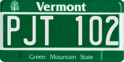 VT license plate PJT102