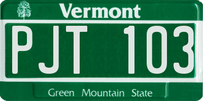 VT license plate PJT103