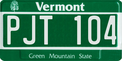 VT license plate PJT104
