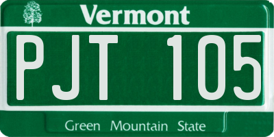 VT license plate PJT105