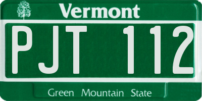 VT license plate PJT112