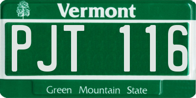 VT license plate PJT116