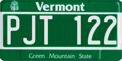 VT license plate PJT122