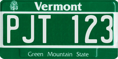 VT license plate PJT123