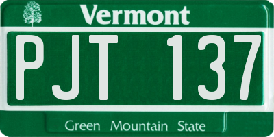 VT license plate PJT137