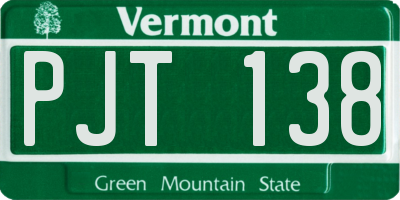 VT license plate PJT138