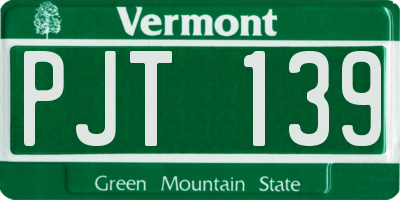 VT license plate PJT139