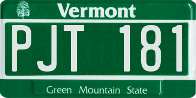 VT license plate PJT181