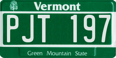 VT license plate PJT197