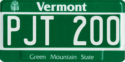 VT license plate PJT200