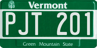 VT license plate PJT201