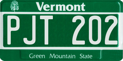 VT license plate PJT202