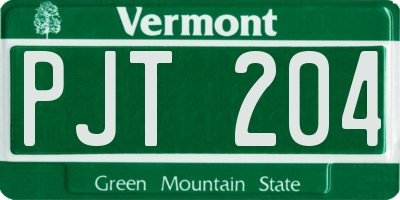 VT license plate PJT204