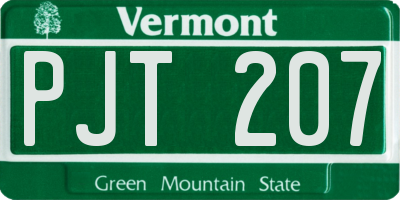 VT license plate PJT207