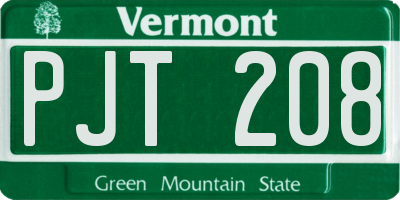 VT license plate PJT208