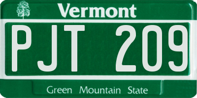 VT license plate PJT209