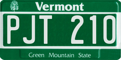VT license plate PJT210