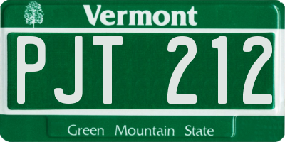 VT license plate PJT212