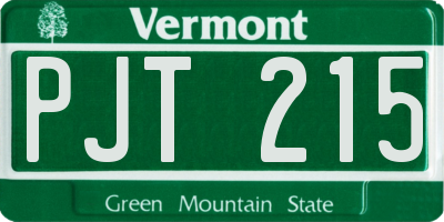 VT license plate PJT215