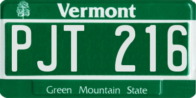 VT license plate PJT216