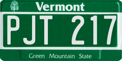 VT license plate PJT217