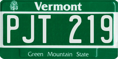 VT license plate PJT219