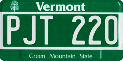VT license plate PJT220