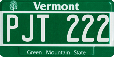 VT license plate PJT222