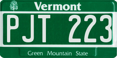 VT license plate PJT223