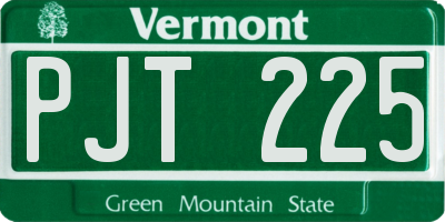 VT license plate PJT225