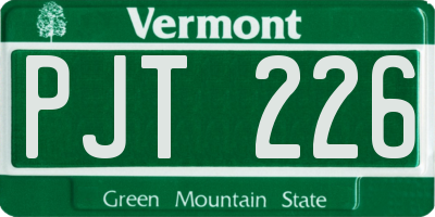 VT license plate PJT226