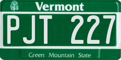 VT license plate PJT227