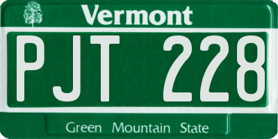 VT license plate PJT228